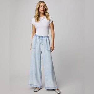 Splendid Light Blue Wide-Leg Denim Jumpsuit Pants